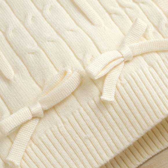 Girls Solid Ruffle Decoration Pullover Sweater - Picture 3 of 6